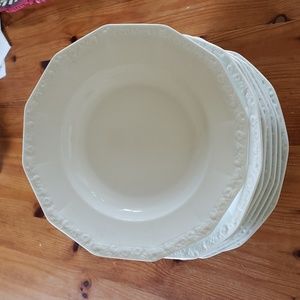 7 x Rosenthal maria rimmed soup  bowl salad plates W 9 1/4 white 12 sided floral